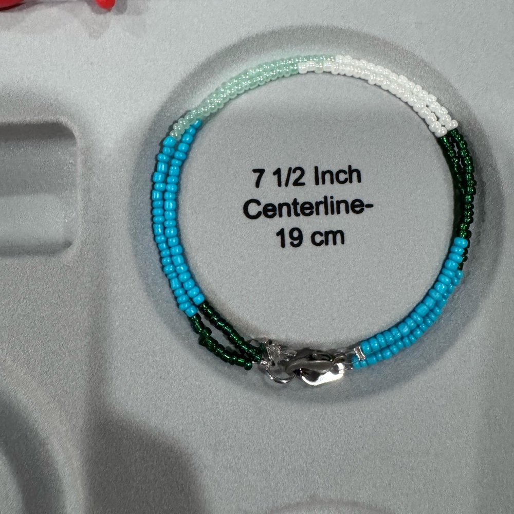 Convertible Seed‎ Bead Bracelet Necklace w/ Dinosaur Charm
